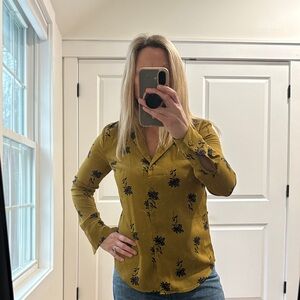 Ann Taylor Mustard Floral Blouse